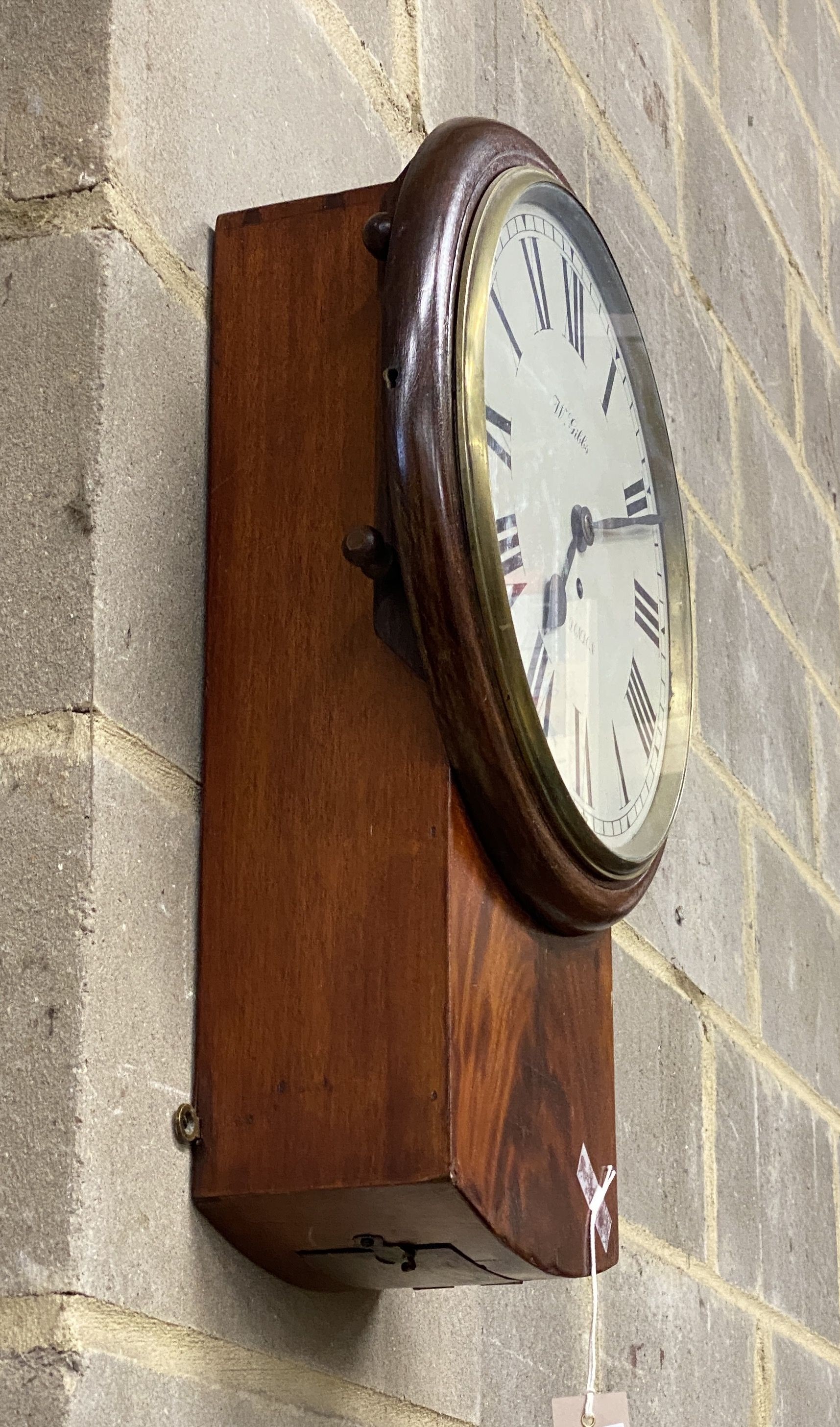 A 19th century fusee drop dial wall timepiece, height 50cm